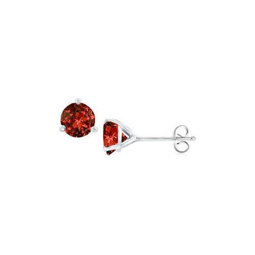 14K White Gold Martini Style Garnet Stud Earrings with 1.00 CT TGW-JewelryKorner-com