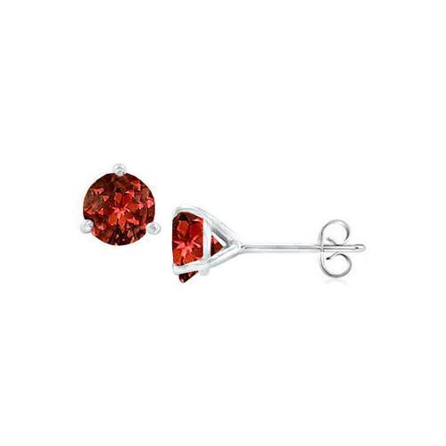 14K White Gold Martini Style Garnet Stud Earrings with 2.00 CT TGW-JewelryKorner-com