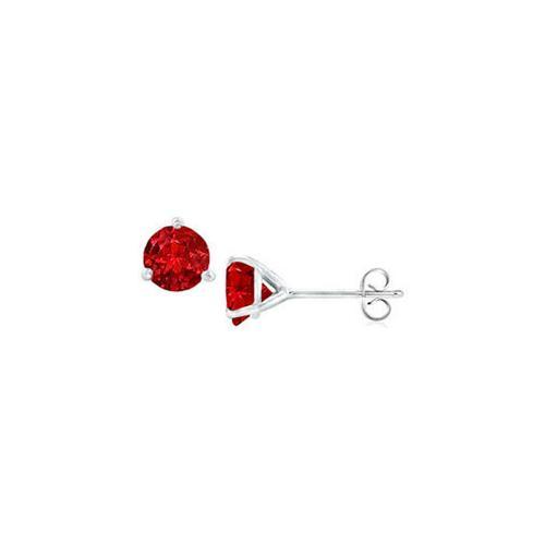 14K White Gold Martini Style GF Bangkok Ruby Stud Earrings with 0.50 CT TGW-JewelryKorner-com