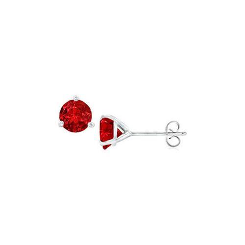 14K White Gold Martini Style GF Bangkok Ruby Stud Earrings with 1.00 CT TGW-JewelryKorner-com