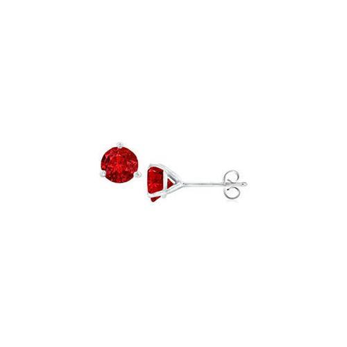 14K White Gold Martini Style GF Bangkok Ruby Stud Earrings with 2.00 CT TGW-JewelryKorner-com