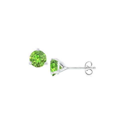 14K White Gold Martini Style Peridot Stud Earrings with 1.00 CT TGW-JewelryKorner-com