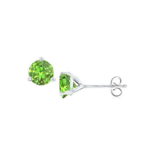 14K White Gold Martini Style Peridot Stud Earrings with 2.00 CT TGW-JewelryKorner-com