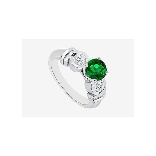 14K White Gold Natural Emerald and Diamond Engagement Ring 0.90 Carat TGW-JewelryKorner-com