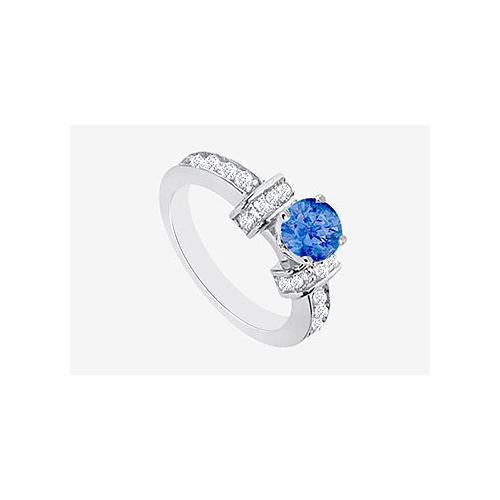 14K White gold Natural Sapphire and Diamond Engagement Ring1.60 Carat TGW-JewelryKorner-com