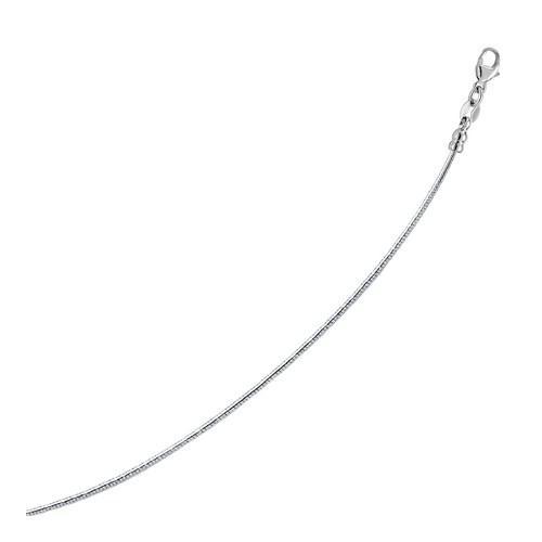 14K White Gold Necklace in a Round Omega Chain Style, size 17''-JewelryKorner-com