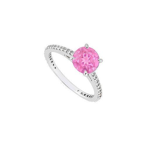 14K White Gold Pink Sapphire & Diamond Engagement Ring 0.85 CT TGW-JewelryKorner-com