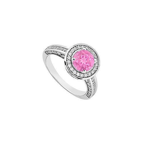 14K White Gold Pink Sapphire & Diamond Engagement Ring 1.25 CT TGW-JewelryKorner-com