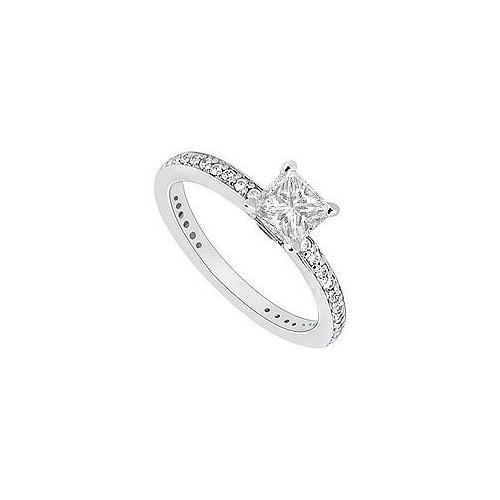 14K White Gold Princess Cut Diamond Engagement Ring 0.60 CT TDW-JewelryKorner-com