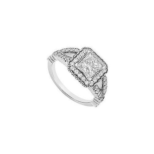 14K White Gold Princess Cut Diamond Engagement Ring 0.75 CT TDW-JewelryKorner-com
