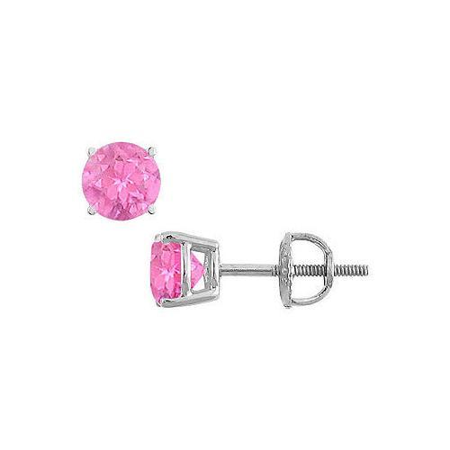 14K White Gold : Prong Set Pink Sapphire Stud Earrings 0.25 CT TGW-JewelryKorner-com