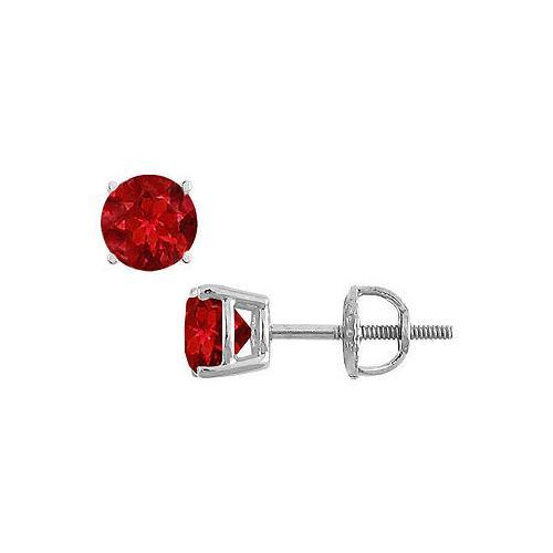 14K White Gold : Prong Set Ruby Stud Earrings 0.25 CT TGW-JewelryKorner-com