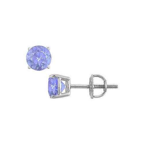 14K White Gold : Prong Set Tanzanite Stud Earrings 0.25 CT TGW-JewelryKorner-com