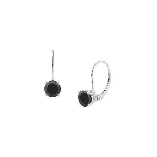 14K White Gold : Round Black Diamond Stud Earrings 0.50 CT. TW-JewelryKorner-com