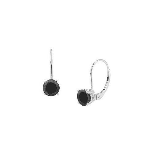 14K White Gold : Round Black Diamond Stud Earrings 1.00 CT. TW-JewelryKorner-com