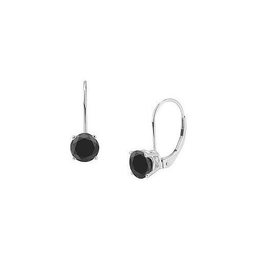 14K White Gold : Round Black Diamond Stud Earrings 1.50 CT. TW-JewelryKorner-com