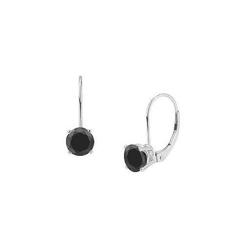 14K White Gold : Round Black Diamond Stud Earrings 2.00 CT. TW-JewelryKorner-com