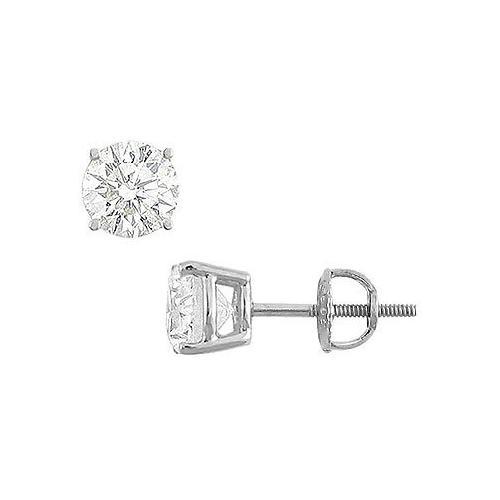 14K White Gold : Round Cubic Zirconia Stud Earrings 3.00 CT. TGW.-JewelryKorner-com