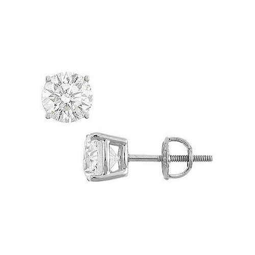 14K White Gold : Round Cubic Zirconia Stud Earrings 4.00 CT. TGW.-JewelryKorner-com