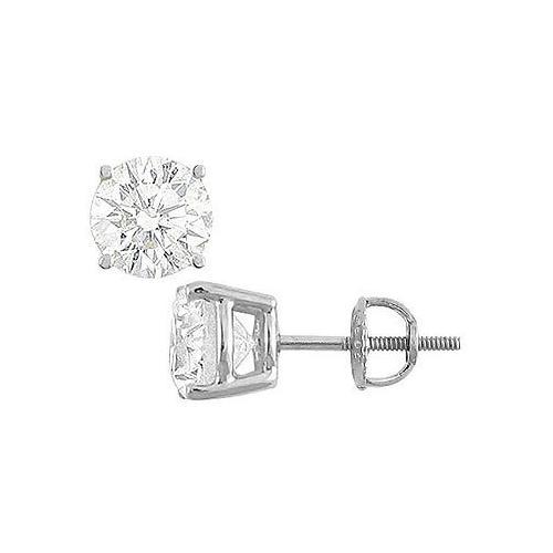 14K White Gold : Round Cubic Zirconia Stud Earrings 8.00 CT. TGW.-JewelryKorner-com