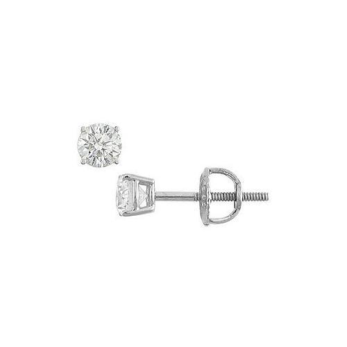 14K White Gold : Round Diamond Stud Earrings 0.25 CT. TW.-JewelryKorner-com