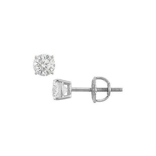 14K White Gold : Round Diamond Stud Earrings 0.33 CT. TW.-JewelryKorner-com