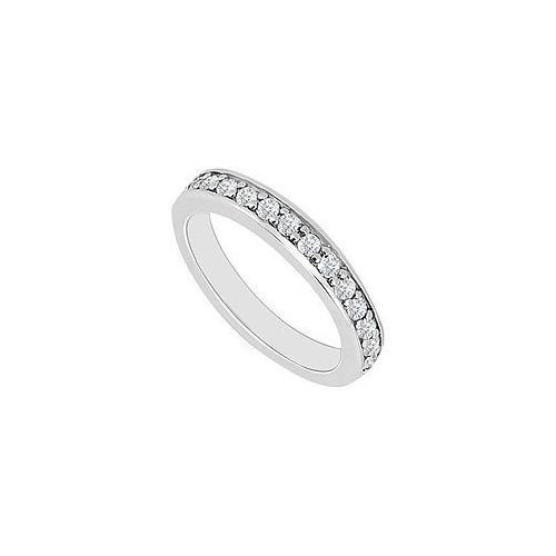 14K White Gold : Round Prong-Set Diamond Wedding Band 0.30 CT TDW-JewelryKorner-com