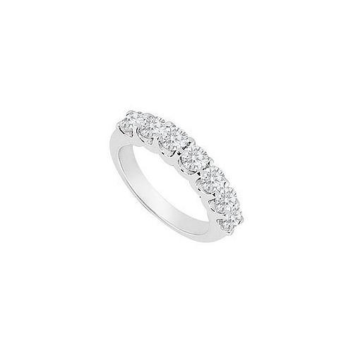 14K White Gold : Round Prong-Set Diamond Wedding Band 0.35 CT TDW-JewelryKorner-com