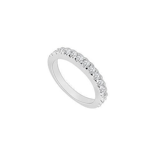14K White Gold : Round Prong-Set Diamond Wedding Band 0.50 CT TDW-JewelryKorner-com