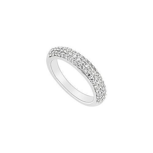 14K White Gold : Round Prong-Set Diamond Wedding Band 0.70 CT TDW-JewelryKorner-com
