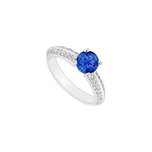 14K White Gold Sapphire & Diamond Engagement Ring 0.75 CT TGW-JewelryKorner-com