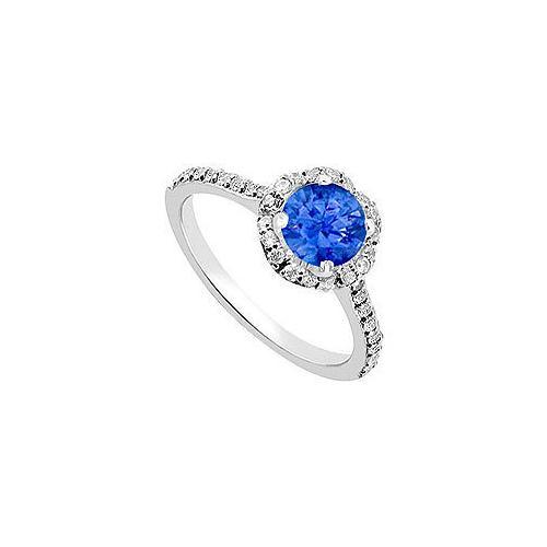 14K White Gold Sapphire & Diamond Engagement Ring 1.35 CT TGW-JewelryKorner-com