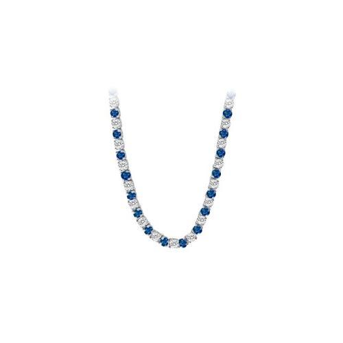 14K White Gold Sapphire & Diamond Eternity Necklace 16.00 CT TGW-JewelryKorner-com