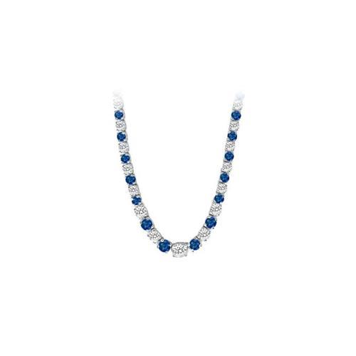 14K White Gold Sapphire & Diamond Eternity Necklace 17.00 CT TGW-JewelryKorner-com