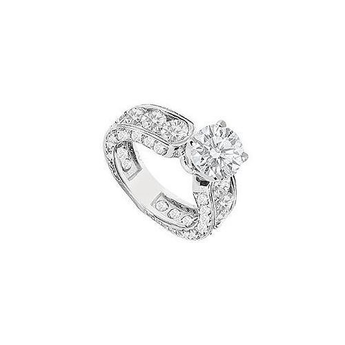 14K White Gold Semi Mount Engagement Ring with 3.70 Carat Diamonds Not Included Center Diamond-JewelryKorner-com