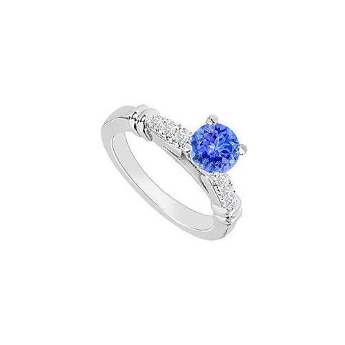 14K White Gold : Tanzanite and Diamond Engagement Ring 0.60 CT TGW-JewelryKorner-com