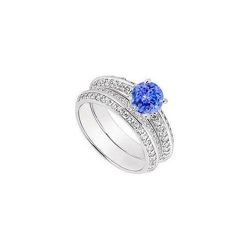 14K White Gold Tanzanite & Diamond Engagement Ring with Wedding Band Sets 1.00 CT TGW-JewelryKorner-com