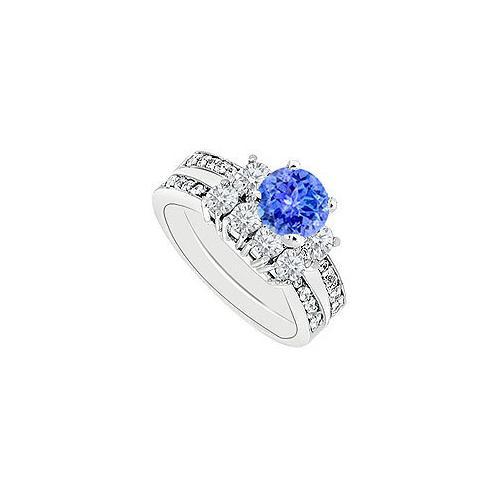 14K White Gold Tanzanite & Diamond Engagement Ring with Wedding Band Sets 1.50 CT TGW-JewelryKorner-com