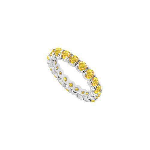 14K White Gold Yellow Sapphire Prong-Set Eternity Band 1.00 CT TGW-JewelryKorner-com