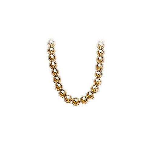 14K Yellow Gold 10mm Bead Necklace-JewelryKorner-com