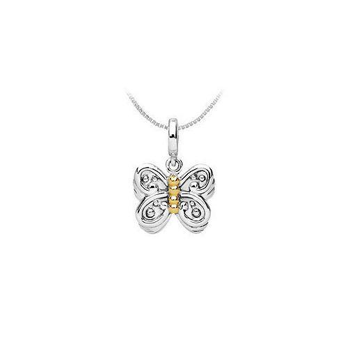 14K Yellow Gold and .925 Sterling Silver Fashion Charm Pendant-JewelryKorner-com
