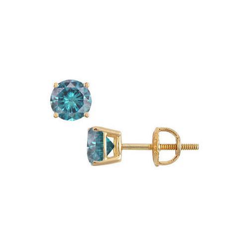 14K Yellow Gold : Blue Diamond Stud Earrings 0.50 CT TDW-JewelryKorner-com