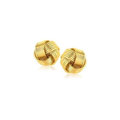 14K Yellow Gold Interlaced Love Knot Stud Earrings-JewelryKorner-com
