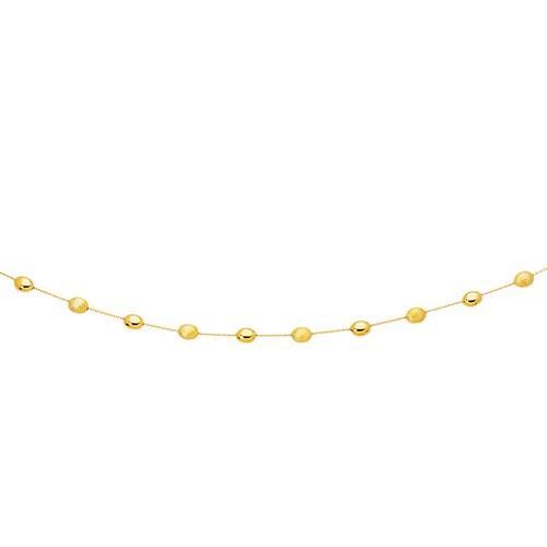 14K Yellow Gold Necklace with Polished and Textured Pebble Stations, size 17''-JewelryKorner-com