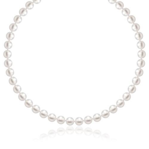 14K Yellow Gold Necklace with White Freshwater Cultured Pearls (6.0mm to 6.5mm), size 16''-JewelryKorner-com