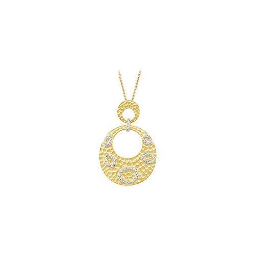 14K Yellow Gold Plated Sterling Silver Cubic Zirconia Pendant-JewelryKorner-com