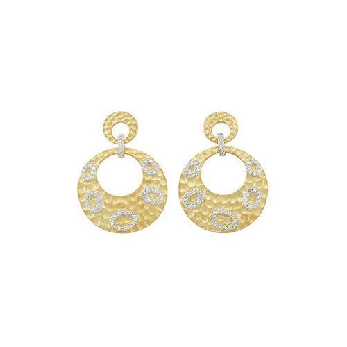 14K Yellow Gold Plated Sterling Silver with Cubic Zirconia Earrings-JewelryKorner-com