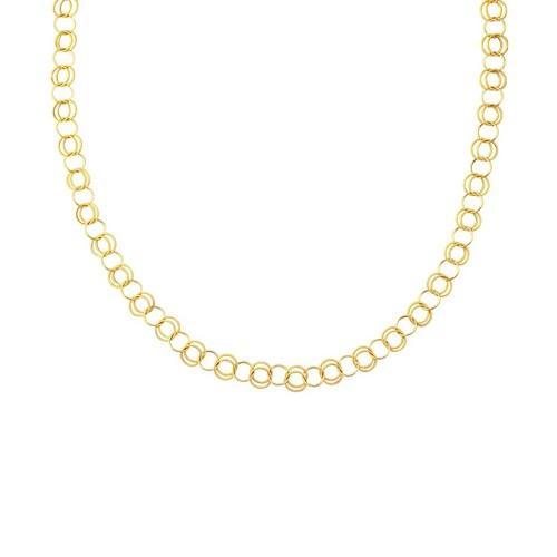 14K Yellow Gold Polished and Dual Textured Round Link Necklace, size 38''-JewelryKorner-com