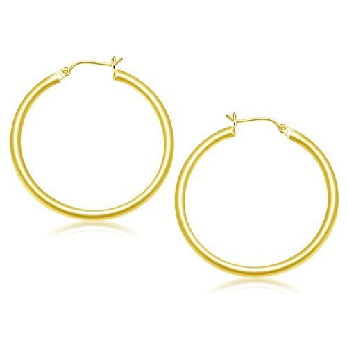 14K Yellow Gold Polished Hoop Earrings (40 mm)-JewelryKorner-com