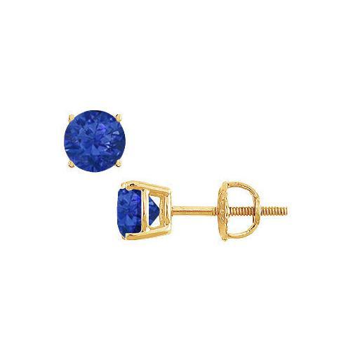 14K Yellow Gold : Prong Set Blue Sapphire Stud Earrings 0.25 CT TGW-JewelryKorner-com